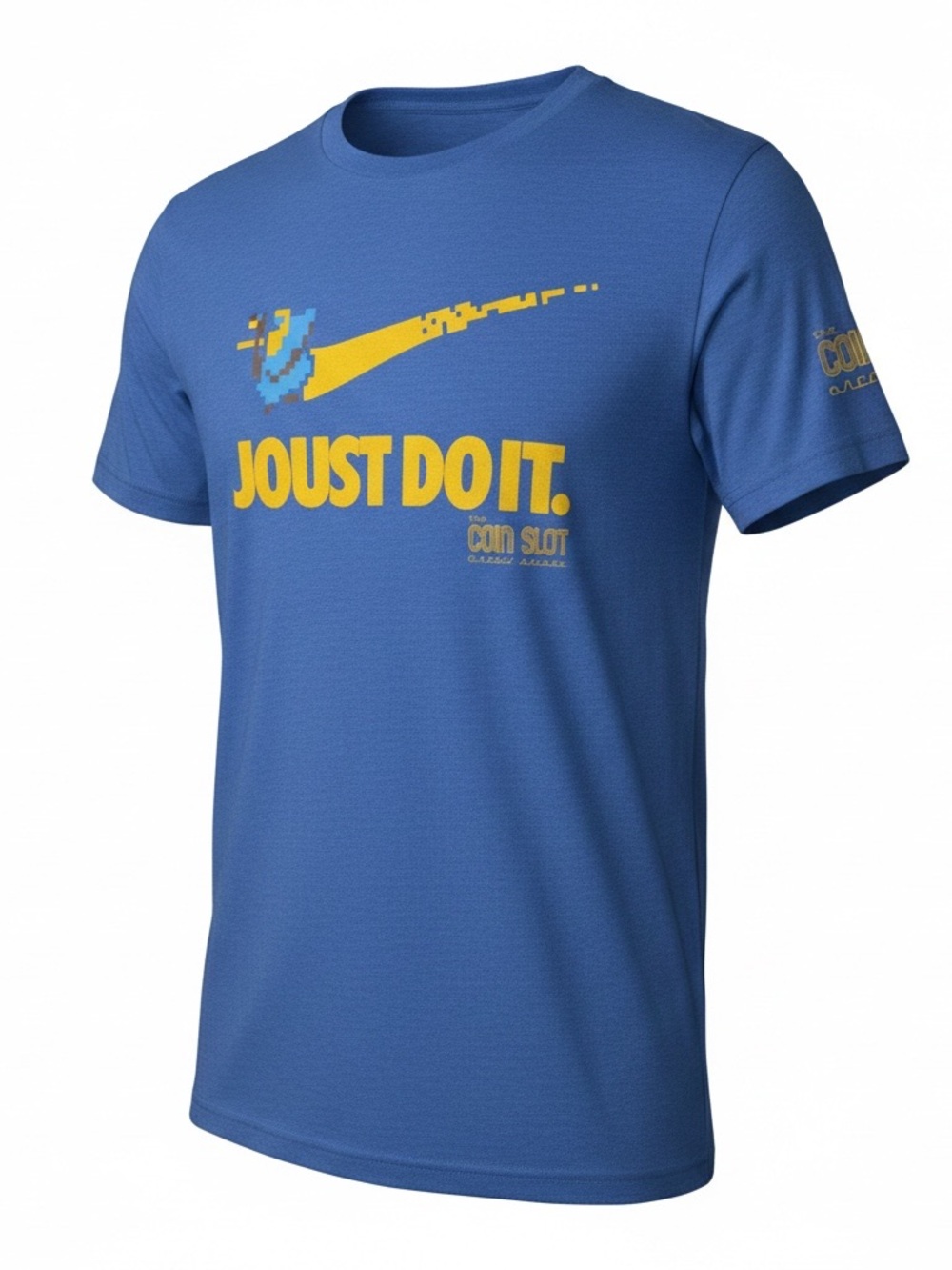 Bella Canvas Blue Tee with Yellow "JOUST DO IT." Graphic